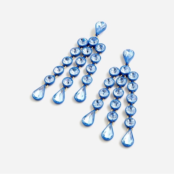 J. Crew Jewelry - J CREW JAMIE WATERFALL SPARKLE EARRINGS TIDEWATER BLUE NWT